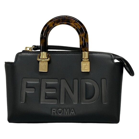 Auth FENDI Mini By The Way 8BS067 Black Leather Handbag - Picture 1 of 16